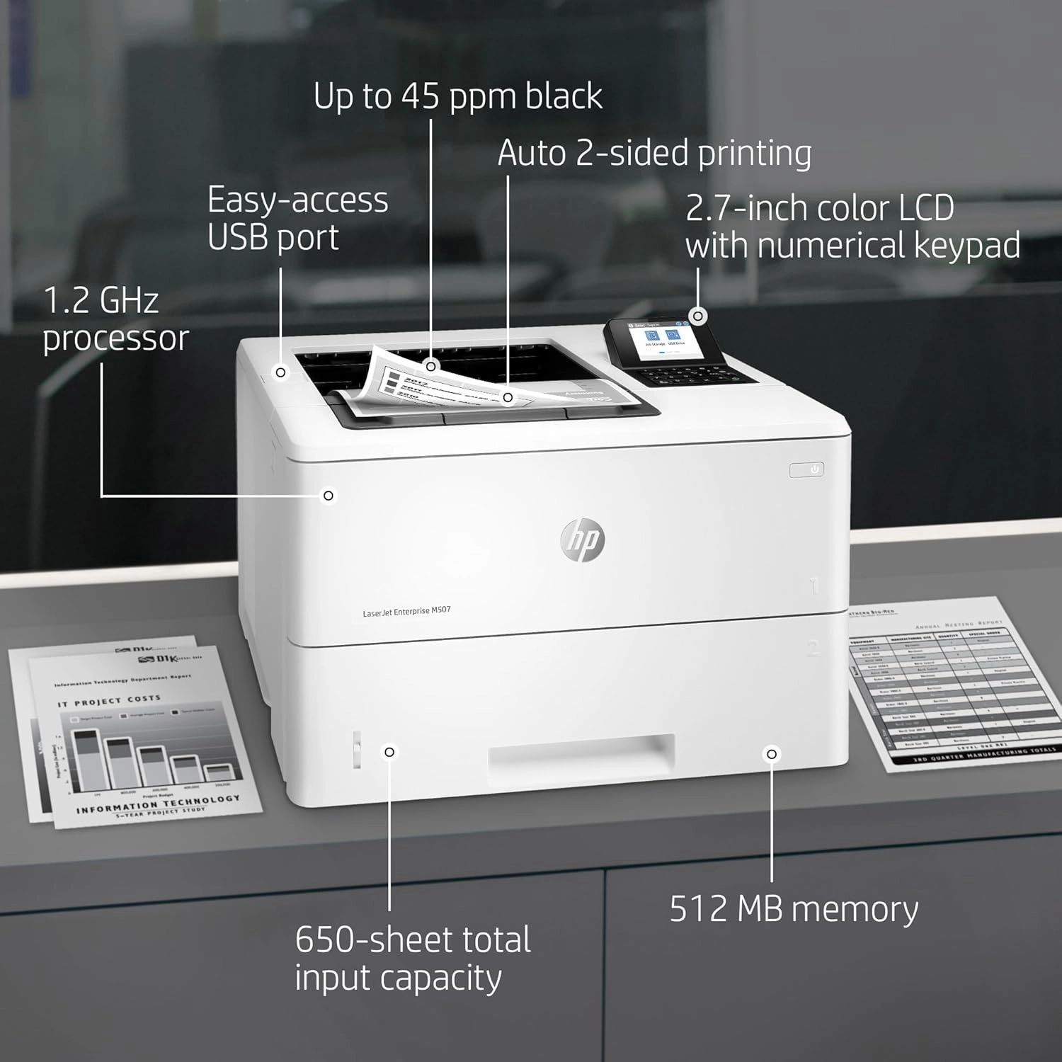 Принтер HP LaserJet Enterprise M507dn (1PV87A)