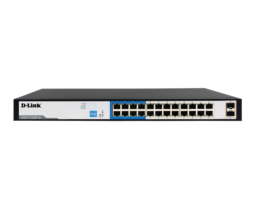 D-Link 24 Port PoE Switch with 2 SFP Ports 250M DGS-F1026P
