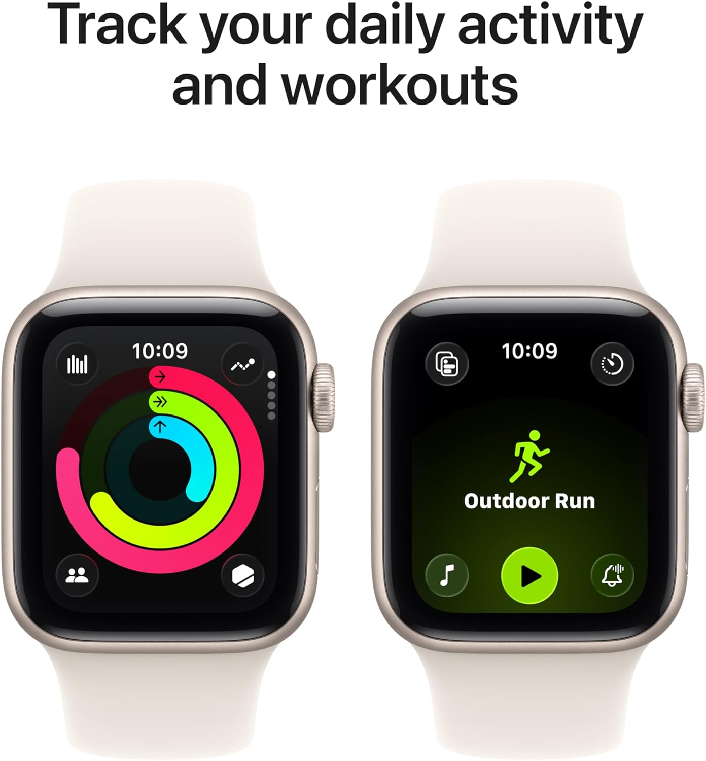 Apple Watch SE 3 GPS 40mm هيكل ألمنيوم Starlight مع سوار Starlight Sport ‏(MEH34) S/M