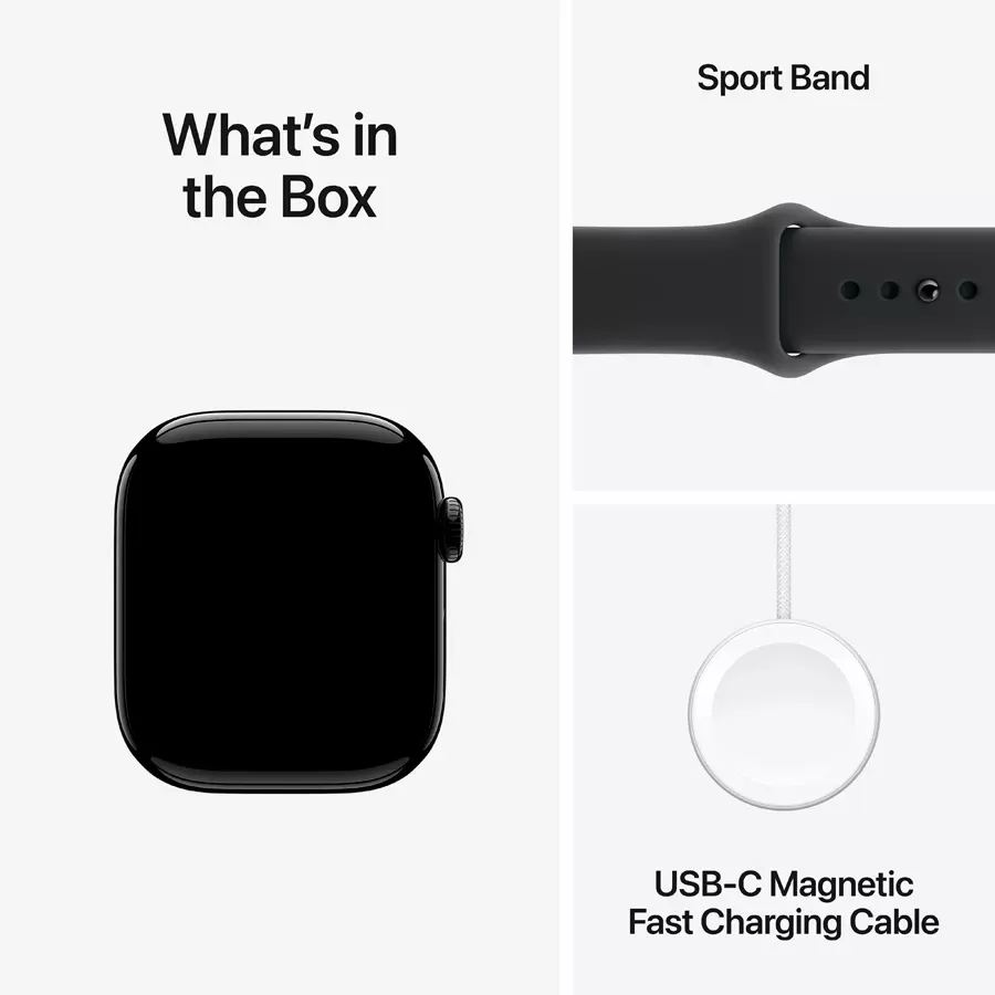Apple Watch Series 11 GPS 46mm هيكل ألمنيوم Jet Black مع سوار Black Sport ‏(MEUX4) M/L