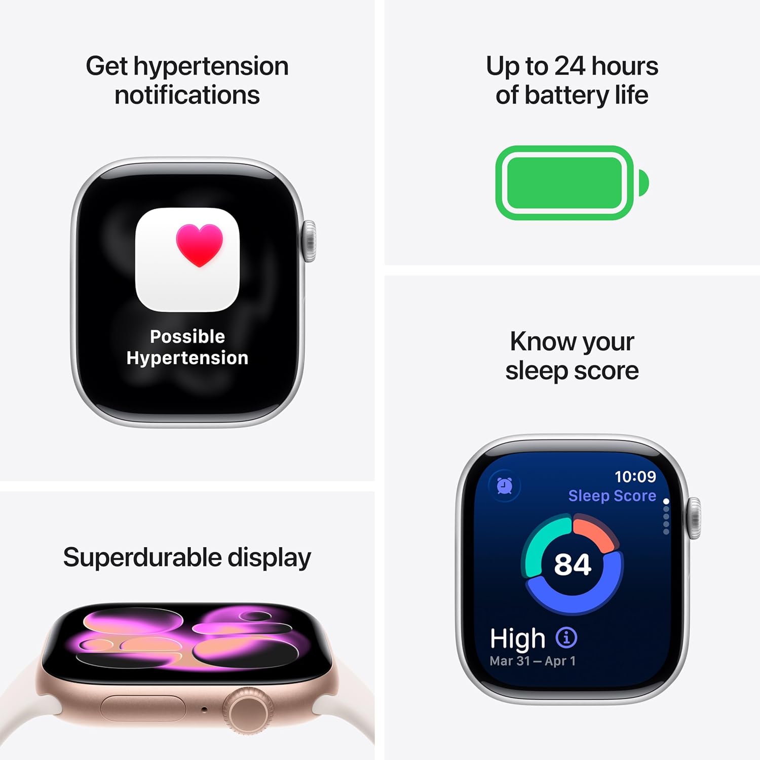 Apple Watch Series 11 GPS 46mm هيكل ألمنيوم Silver مع سوار Purple Fog Sport ‏(MEVA4) M/L
