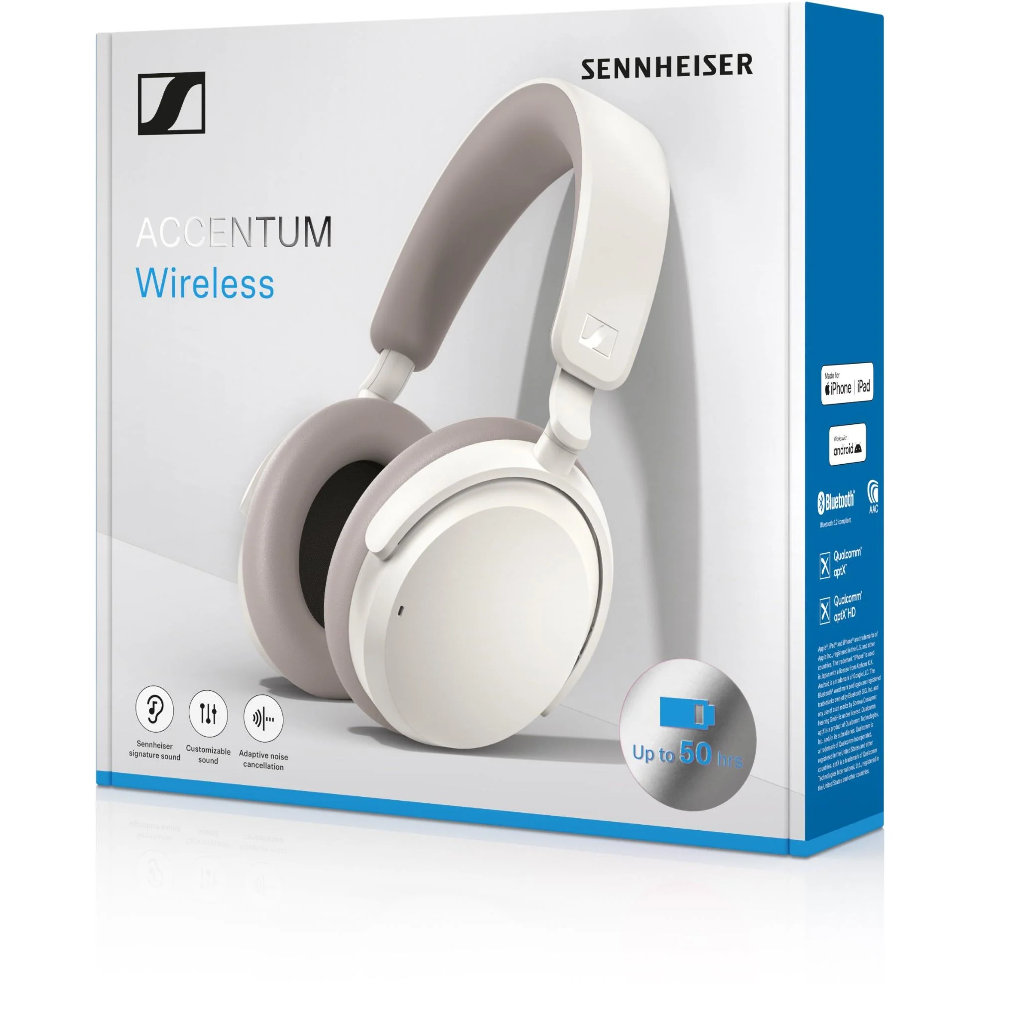 سماعة رأس بلوتوث Sennheiser Accentum Wireless باللون الأبيض (700175)