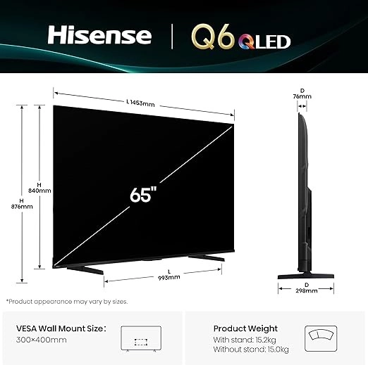 Hisense 65 inch QLED 4K Smart TV Q6Q