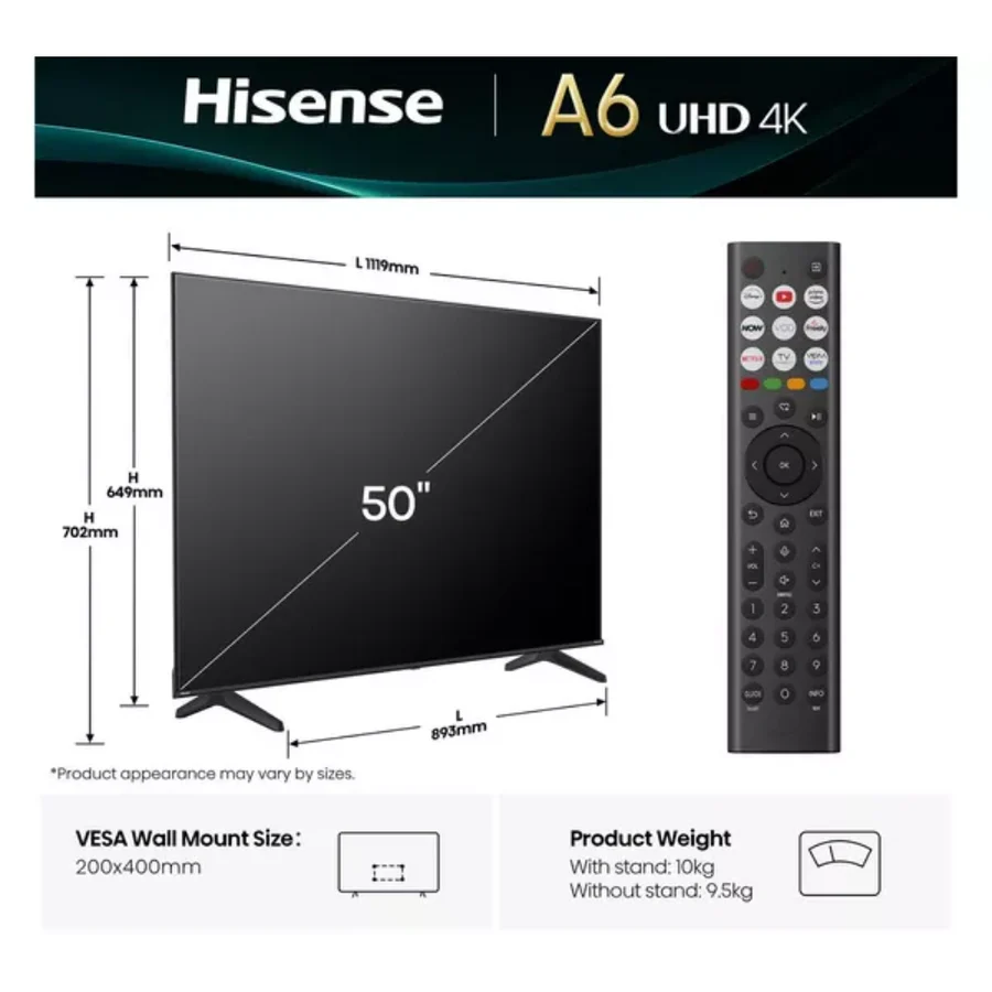 Смарт-телевизор Hisense 50 дюймов LED 4K UHD A61Q