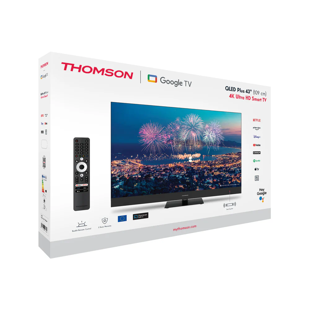 Телевизор Thomson 43 дюйма QLED Plus с фронтальными динамиками