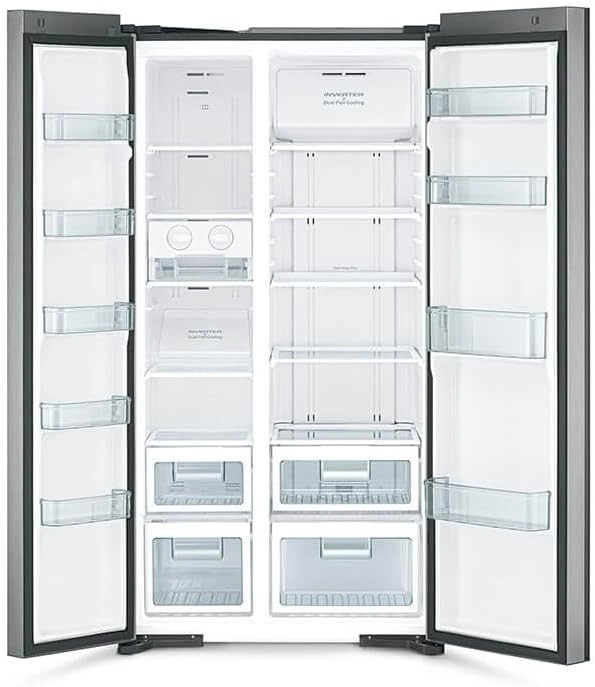 Hitachi Side-by-Side Refrigerator 700L Glass Silver (RS700PUK0GS)