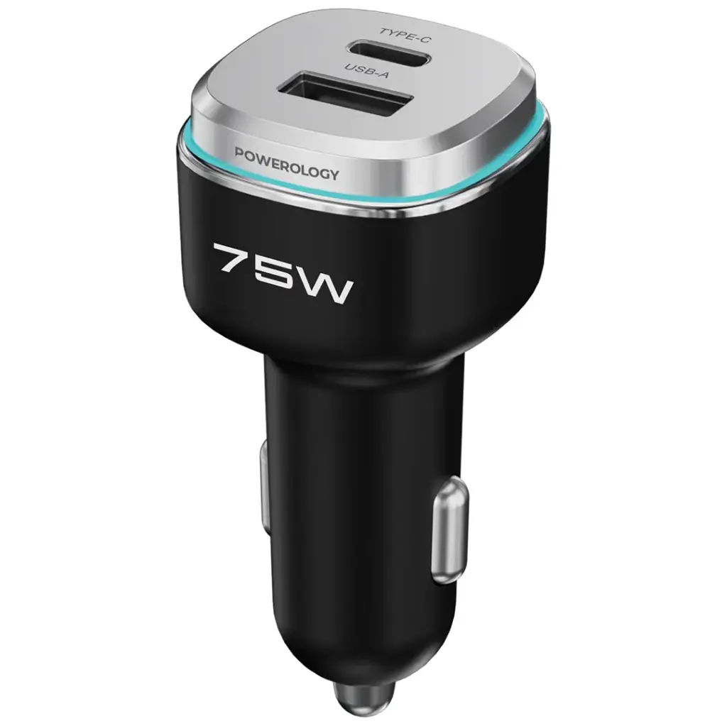 شاحن سيارة Powerology 75W Dual-Port Type-C