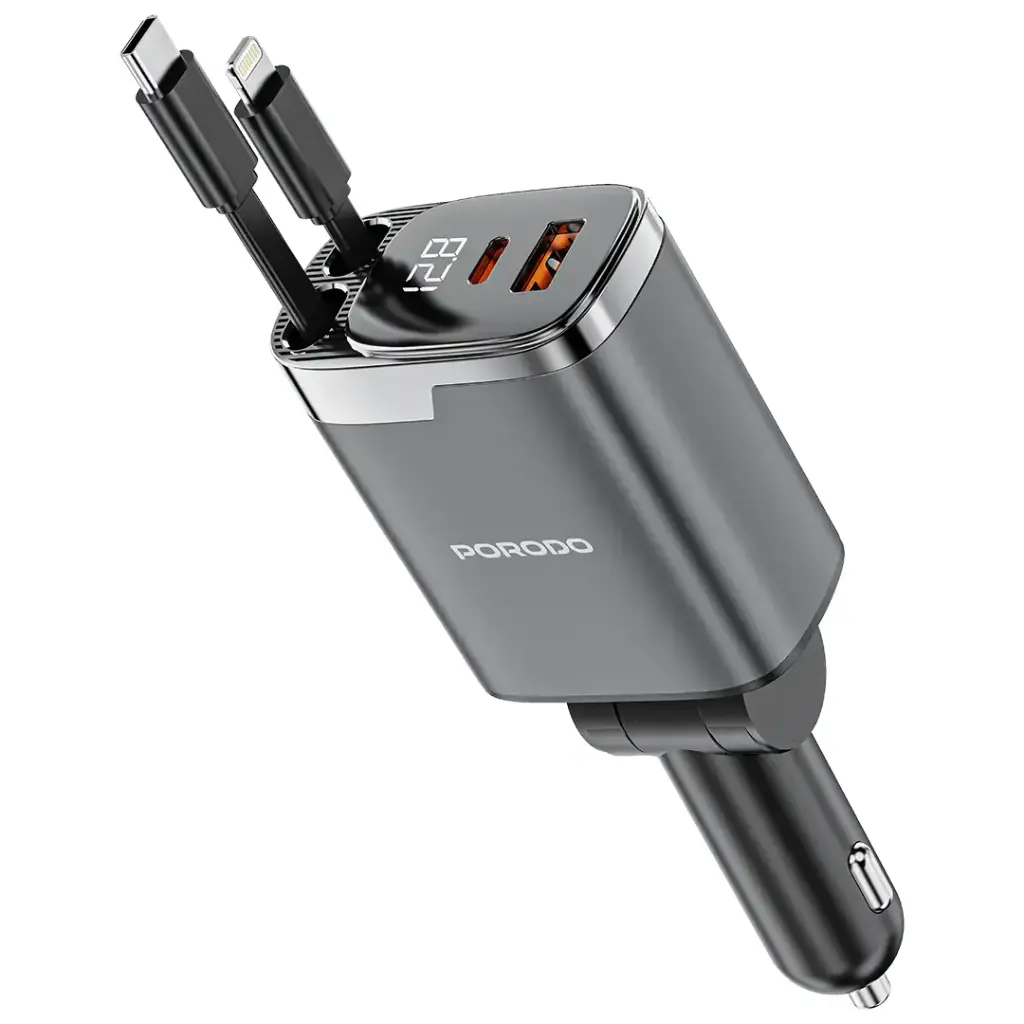 Автомобильное зарядное устройство Porodo 111W Lightning & Type-C