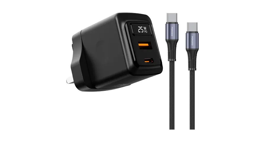 Porodo شاحن جداري GaN بقدرة 25W مزدوج USB-C