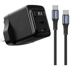 Porodo شاحن جداري GaN بقدرة 35W مزدوج USB-C مع شاشة طاقة