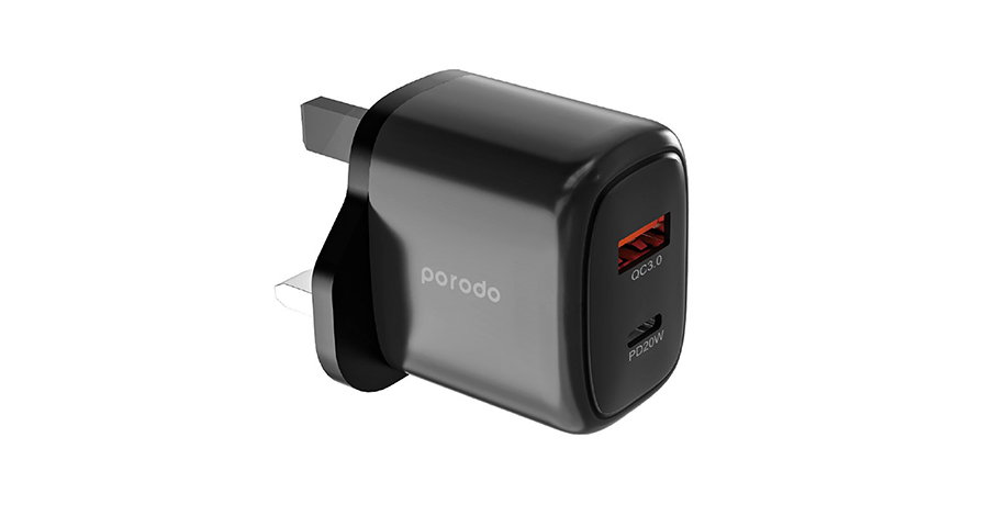 Porodo двухвыходное быстрое зарядное устройство USB-C PD и USB-A QC