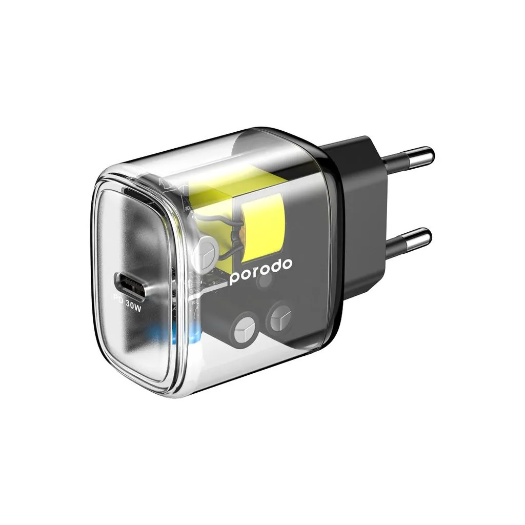 Porodo прозрачное быстрое зарядное устройство 30W USB-C PD EU