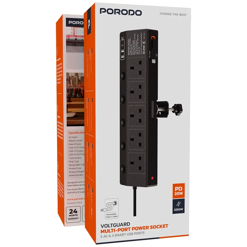 Porodo VoltGuard многопортовая розетка PD 20W