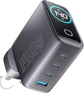 Powerology Voltflow GaN PD 140W настенное зарядное устройство (с кабелем Type-C–C)