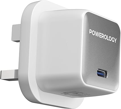 Powerology QX 45W Single Port EU GaN адаптер (с кабелем Type-C)
