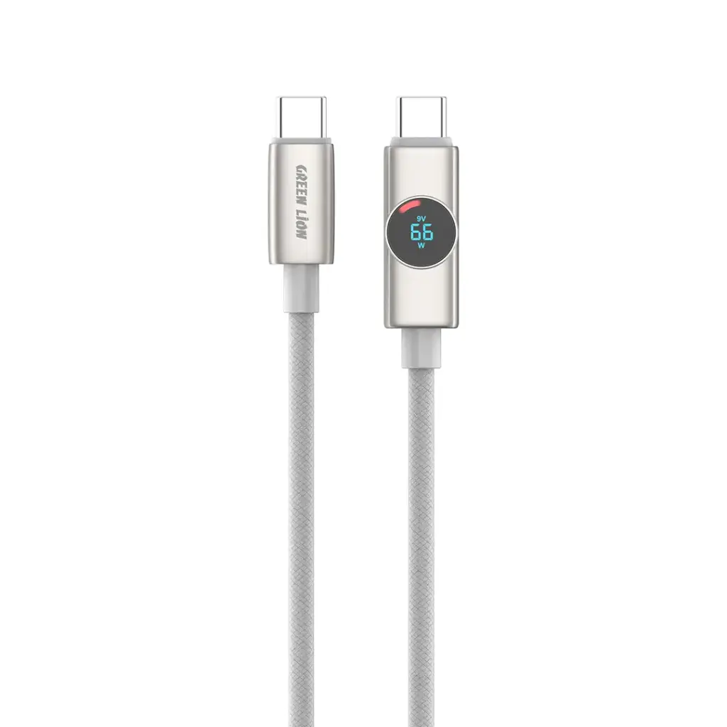 Green Lion Volt Display нейлоновый плетёный кабель 1м USB-C на USB-C PD 100W