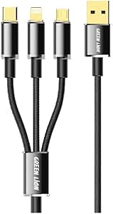 Green Lion 3 в 1 USB-A кабель 1м 2 USB-C / Lightning 27W