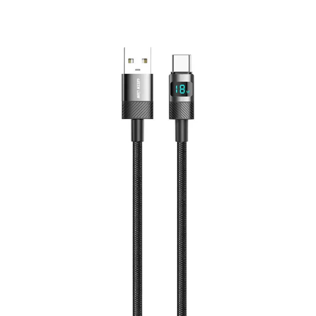 Green Lion LED Display плетёный кабель 1м USB-A на Type-C 18W