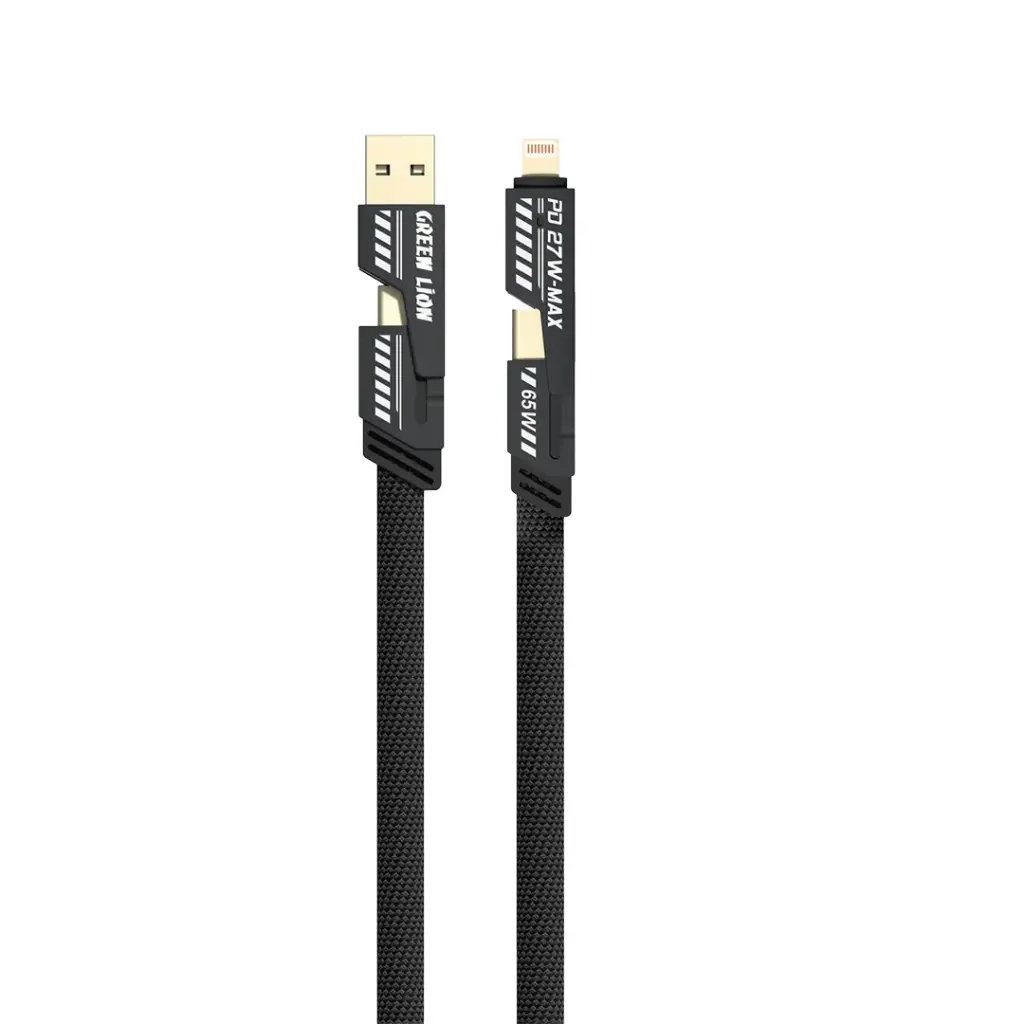 Green Lion 2 в 1 плетёный кабель быстрой зарядки 65W 1.2M
