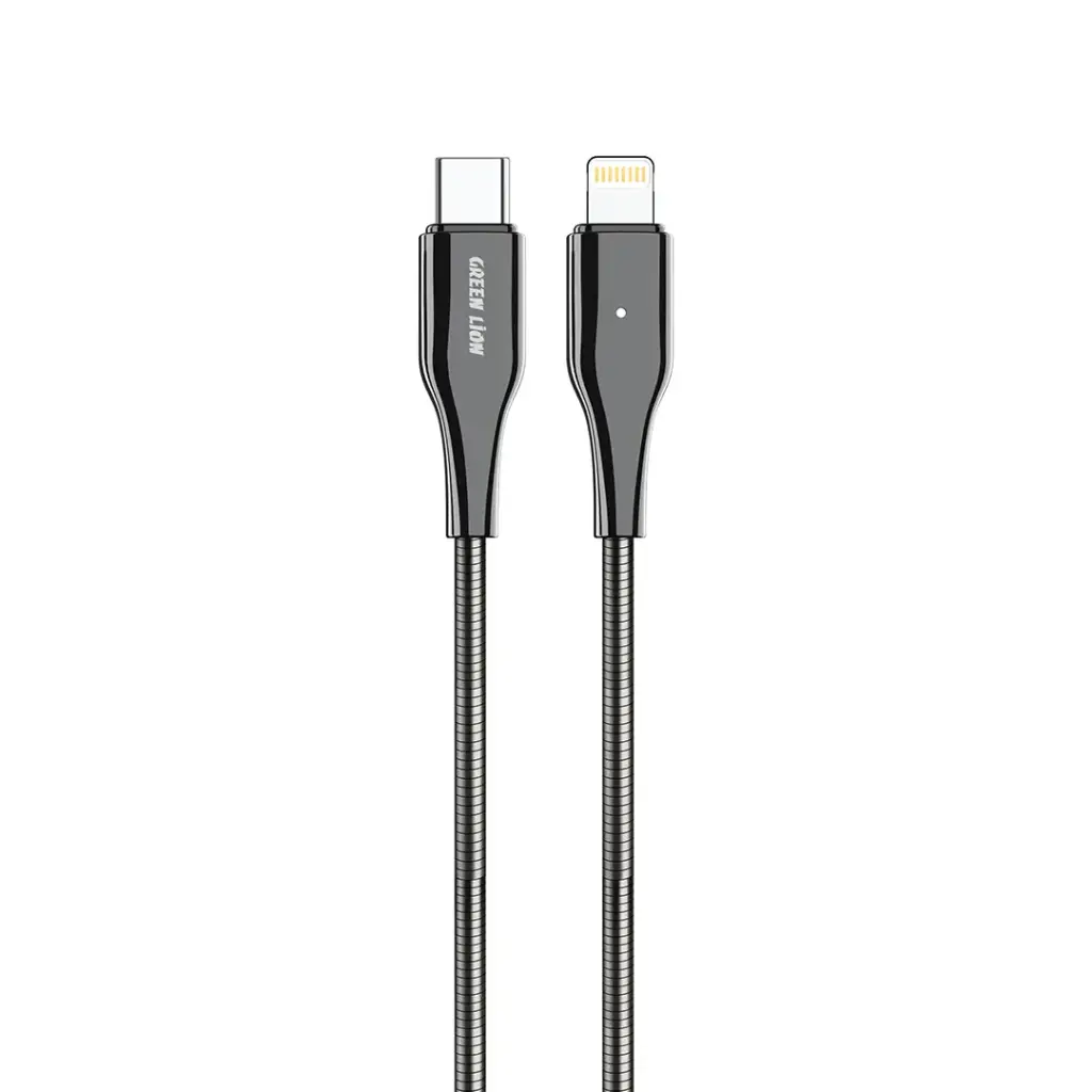 Green Lion Metal Spring Hose кабель USB-C на Lightning 30W 1M