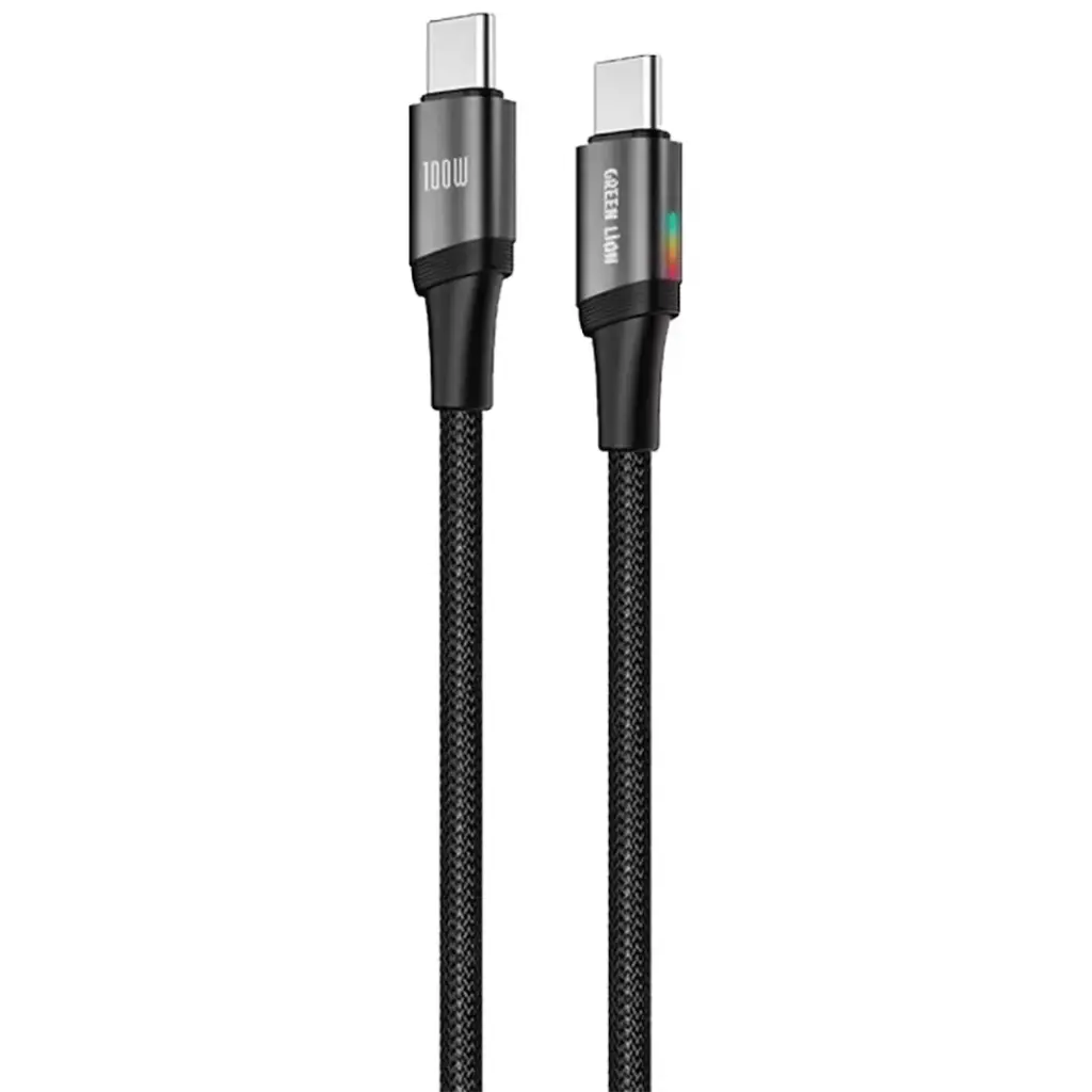 Green Lion Lumi Charge USB-C на USB-C плетёный кабель PD 100W 1m