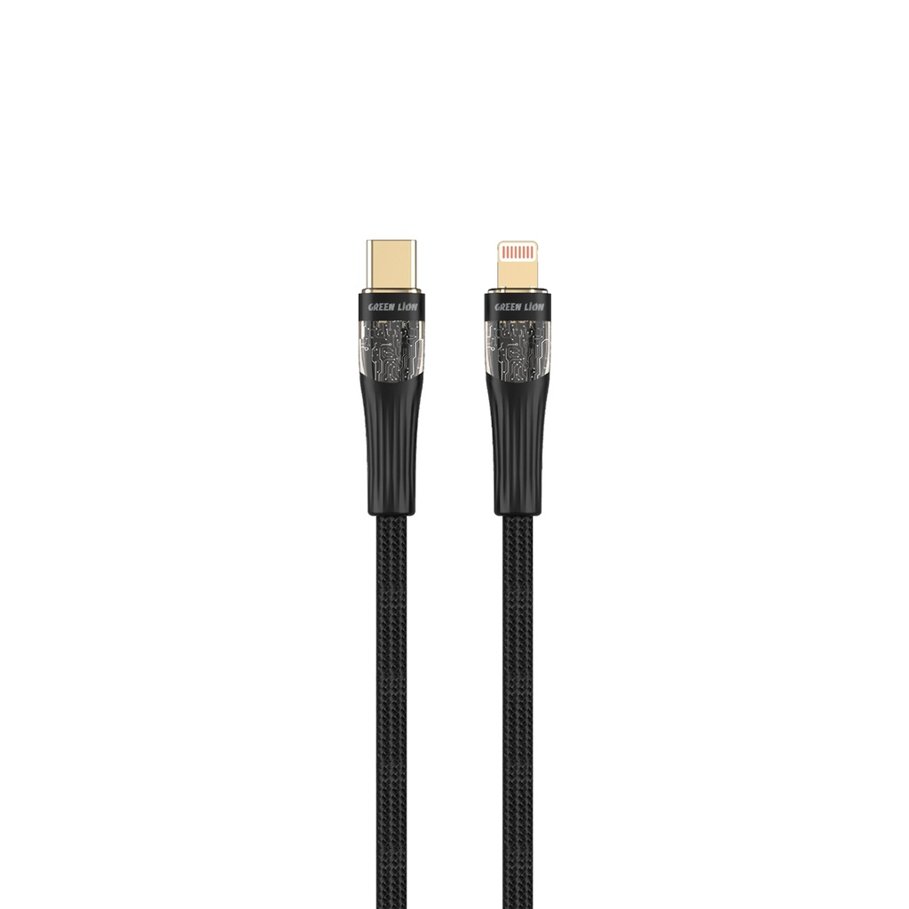 Green Lion прозрачный кабель USB-C на Lightning плетёный