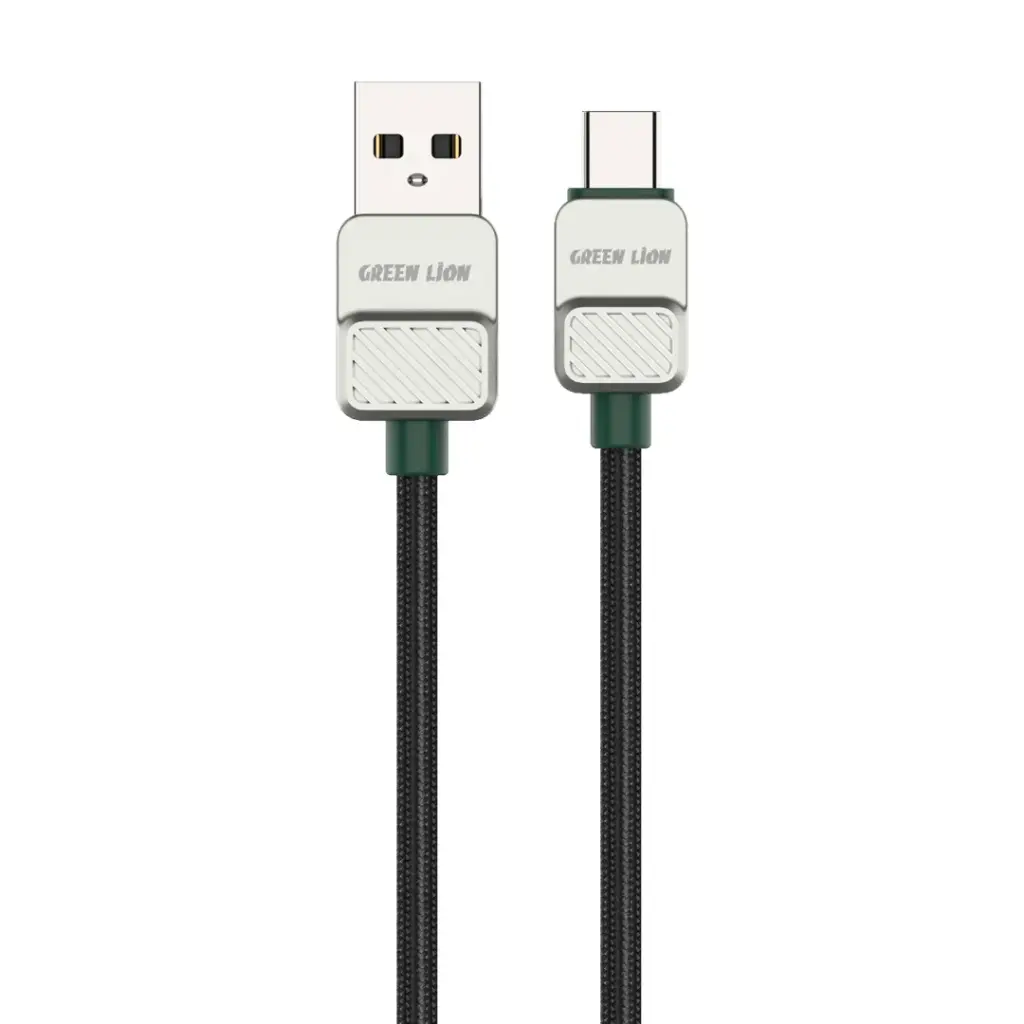 Green Lion USB-A на Type-C кабель с электропокрытием плетёный 1м 15W