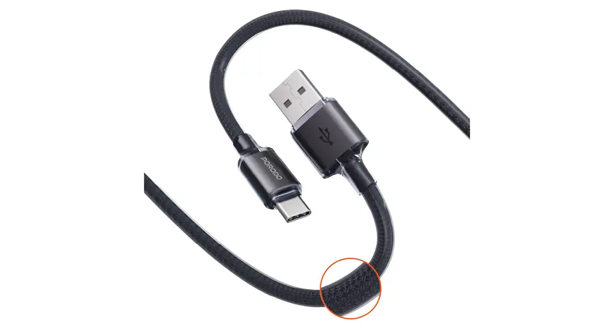 Porodo Плетёный USB-A - USB-C Кабель