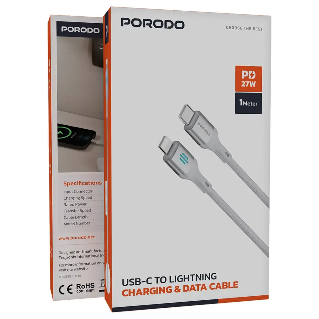 Porodo Кабель зарядки и передачи данных USB-C - Lightning PD 27W