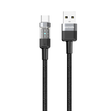 Porodo Прозрачный плетёный кабель USB-A - USB-C быстрая зарядка и данные 1.2м