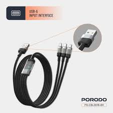 Porodo Прозрачный кабель USB-A вход быстрой зарядки
