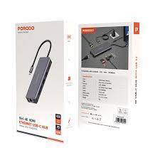 Porodo 9-в-1 HDMI Ethernet USB-C хаб