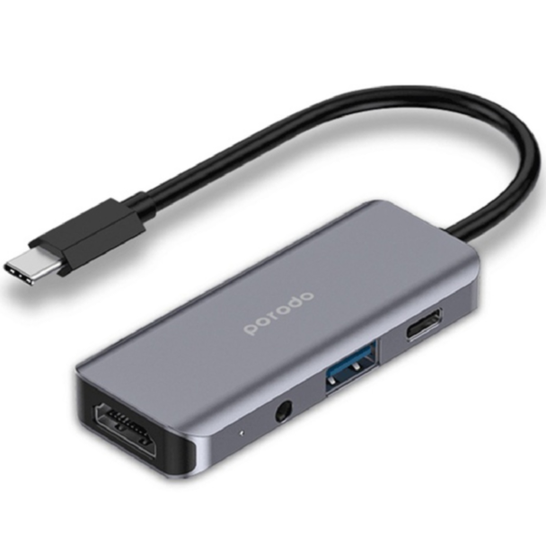 Porodo 4-в-1 HDMI 4K USB-C хаб