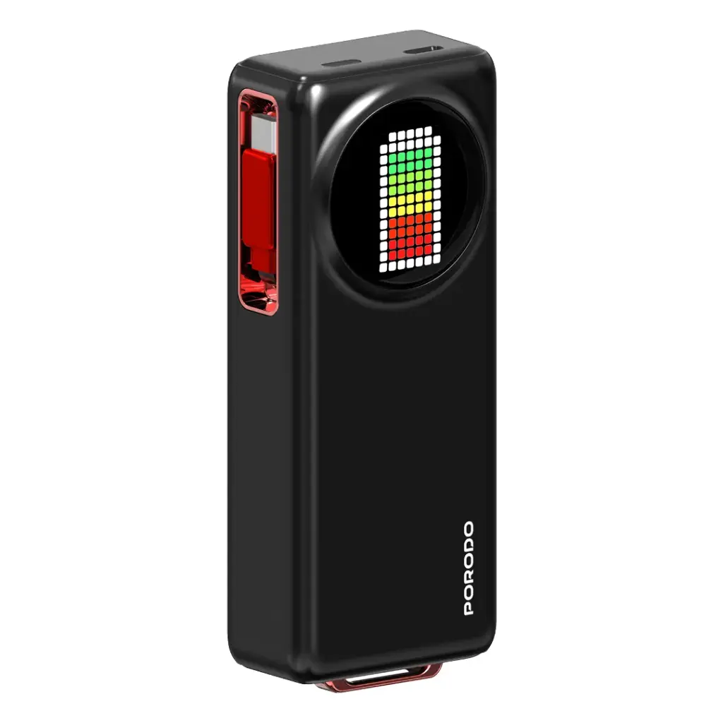 Porodo 10000mAh power bank с анимированным дисплеем и выдвижным Type-C кабелем 68см