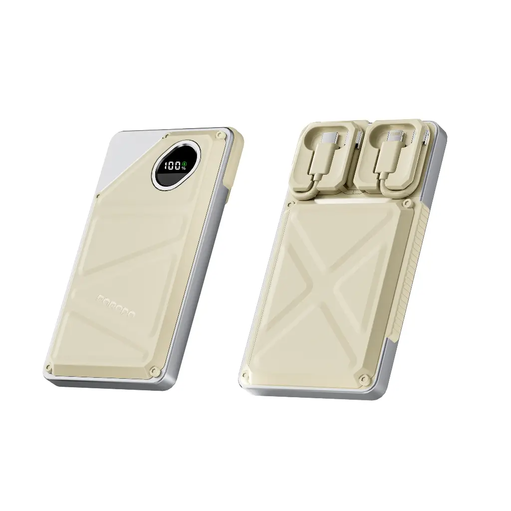 Porodo 10000mAh power bank с цифровым дисплеем, Type-C и Lightning кабелем