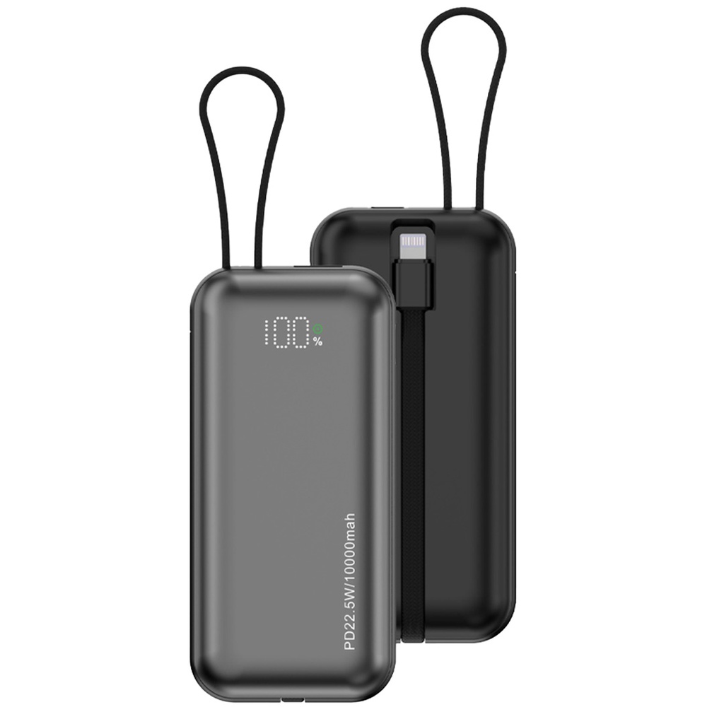 Porodo 10000mAh power bank с двумя встроенными кабелями и быстрой зарядкой