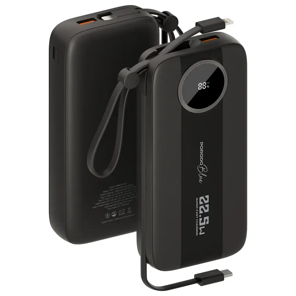 Porodo Blue Specca I 10000mAh многофункциональный повербанк с дисплеем (PBPBFCH099BK)