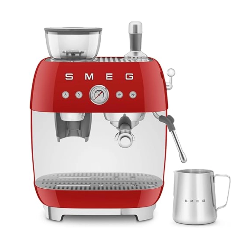 Smeg Espresso Coffee Machine with Grinder Red (EGF03RDUK)