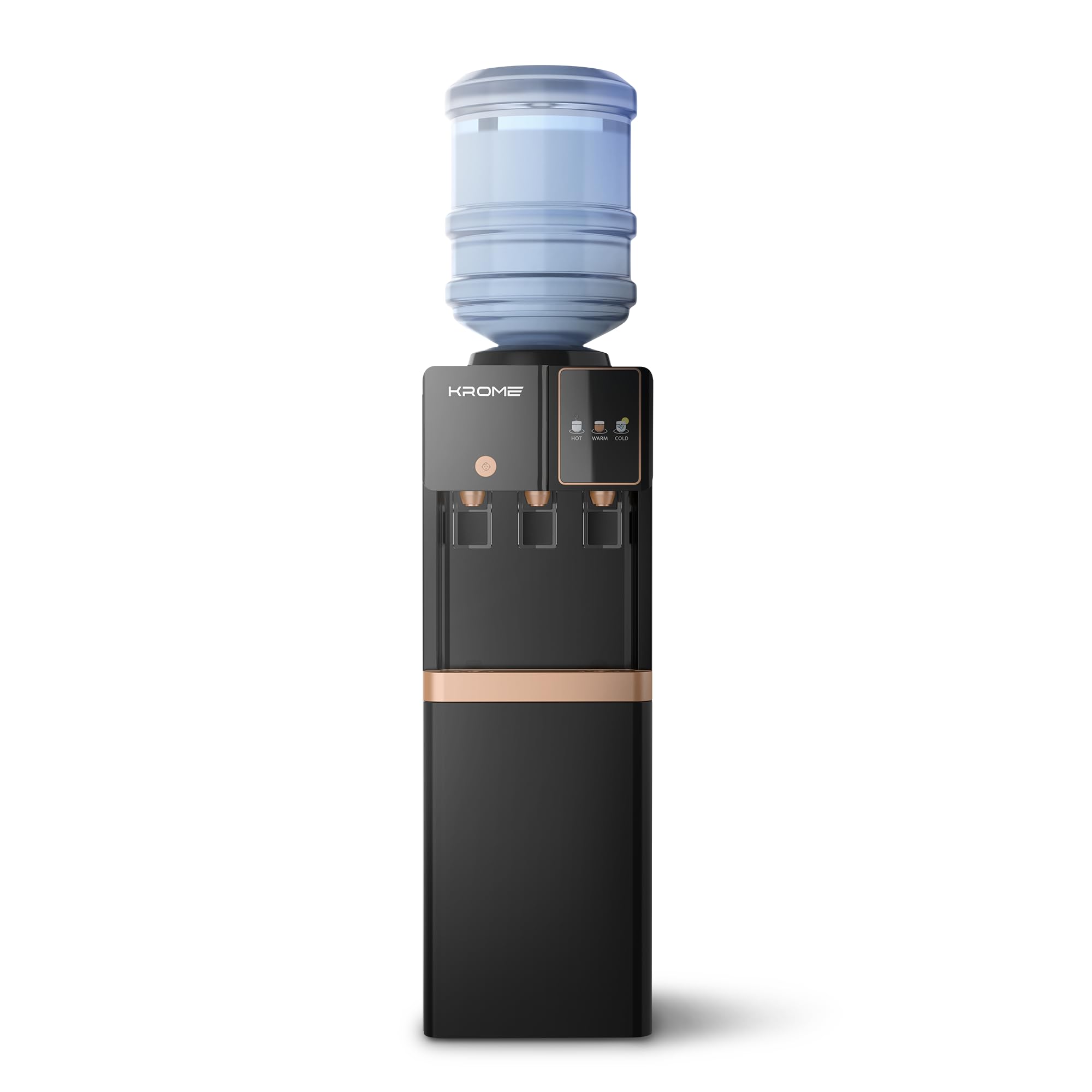 Krome Top Loading 3-Tap Glass Water Dispenser KR-WTL3TGB