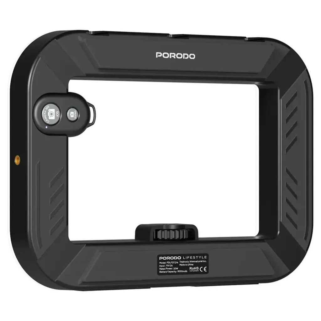 Porodo Lifestyle Handheld Ring Grip Vlogging Light for Camera & Phone