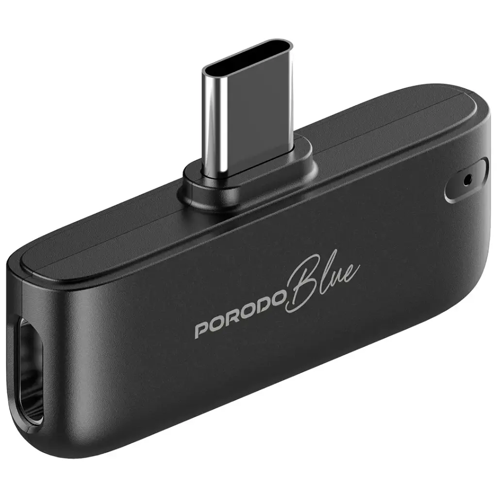 ميكروفون Porodo Blue الاحترافي اللاسلكي المزدوج 2.4GHz (PBMX2CBK)