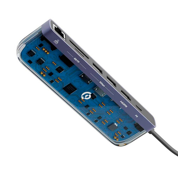 Powerology 7-in-1 USB-C multi hub Crystalline series