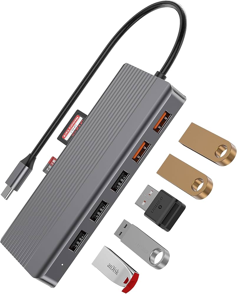 Powerology 12-in-1 HDMI & DP 4K USB-C hub Ethernet 10Gbps