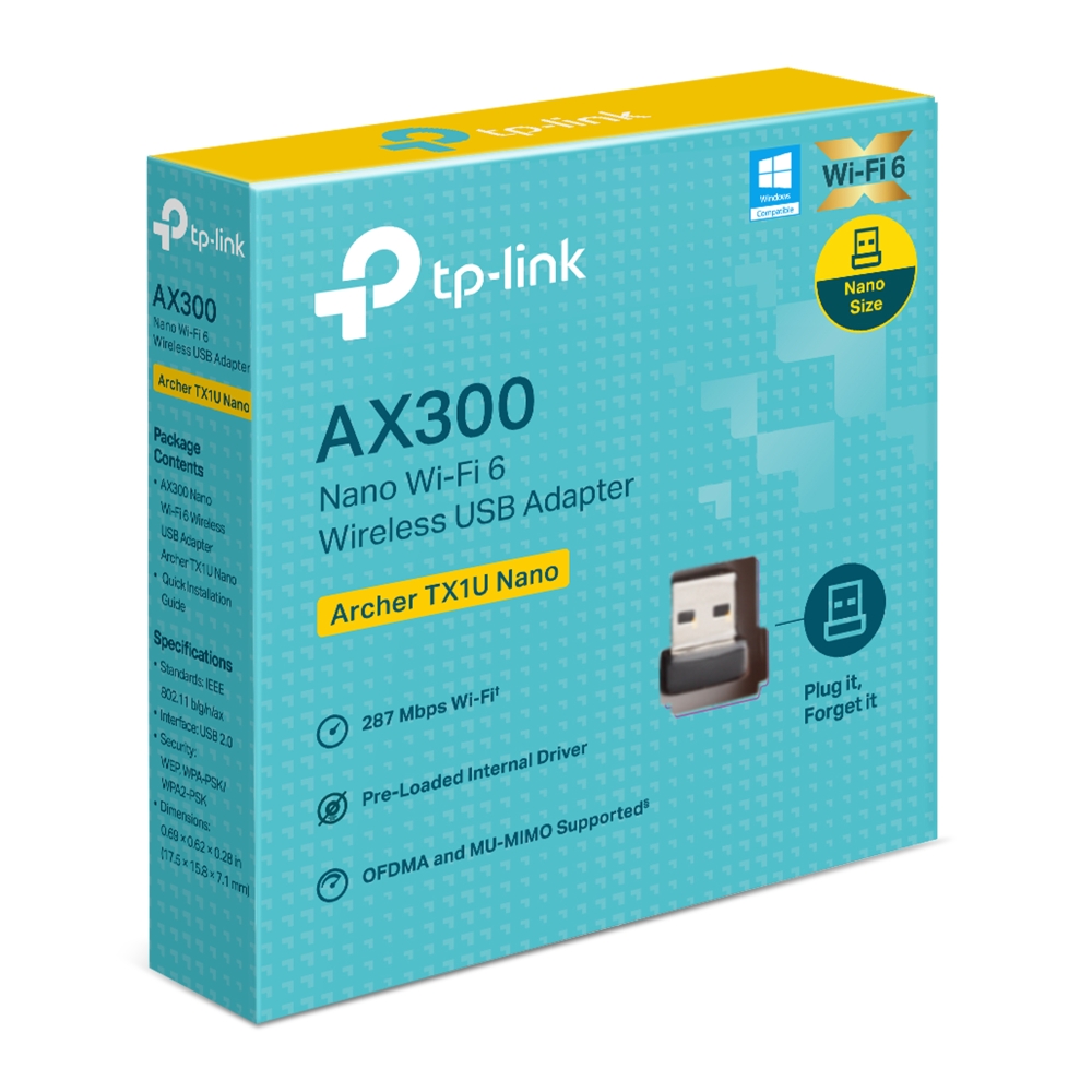 TP-Link AX300 Nano Wi-Fi 6 Wireless USB Adapter Archer TX1U Nano