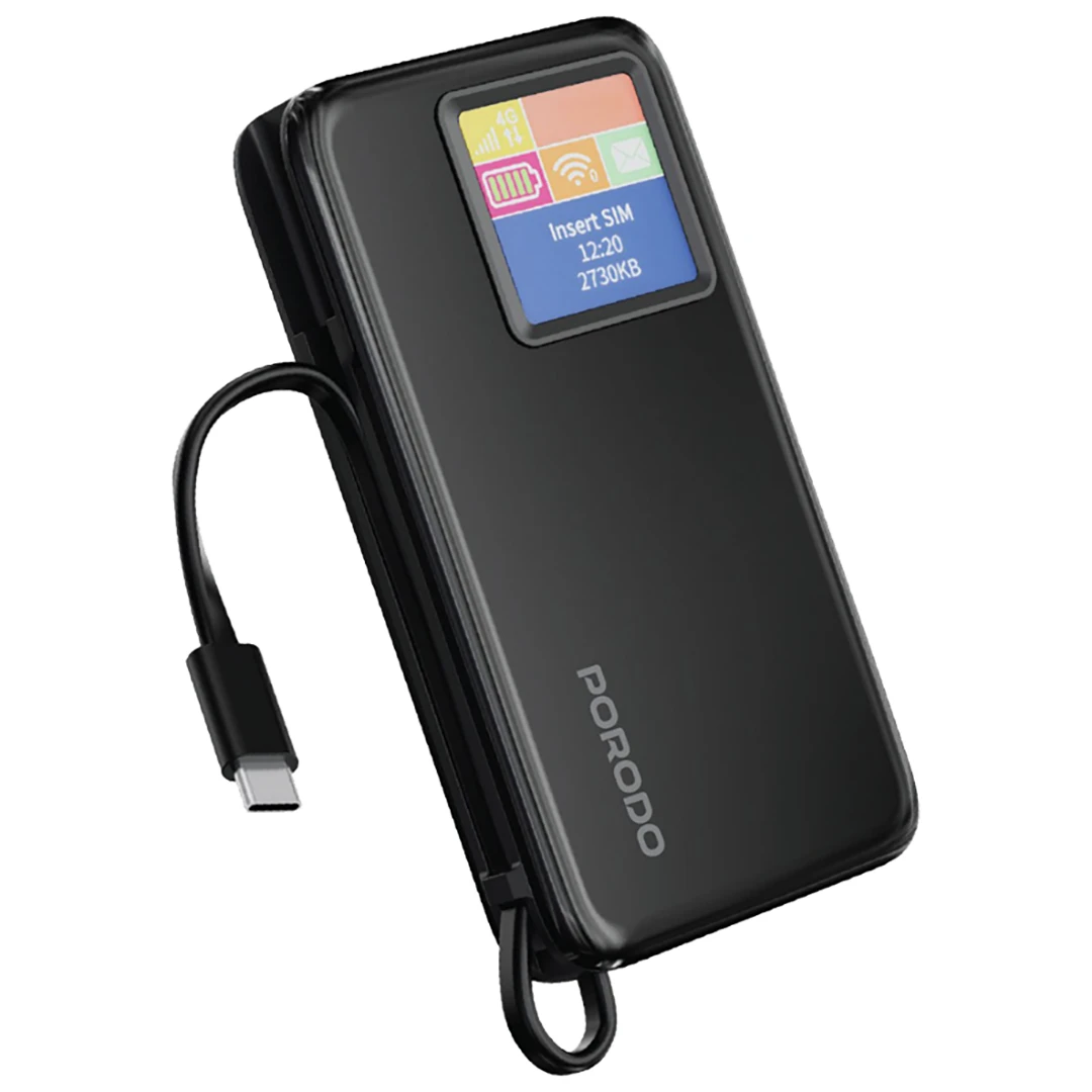 Porodo 4G LTE / Wi-Fi 6 Pocket Router 10000mAh Power Bank