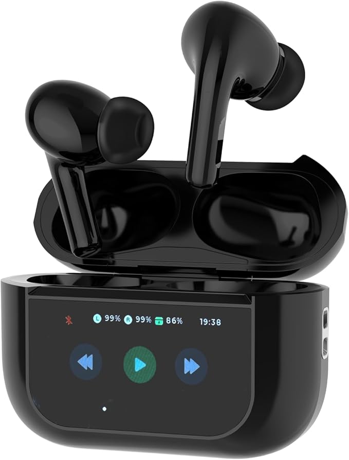 Porodo Blue AirPods Pro 2 ANC & ENC wireless earbuds with display 1.47" (PB-ARP2S-BK)
